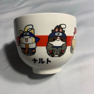 Naruto-themed Ceramic Anime Rice Bowl - White with Red Accent